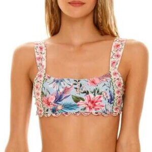 Agua Bendita Floral Bikini Top and bottom - Pink and Blue